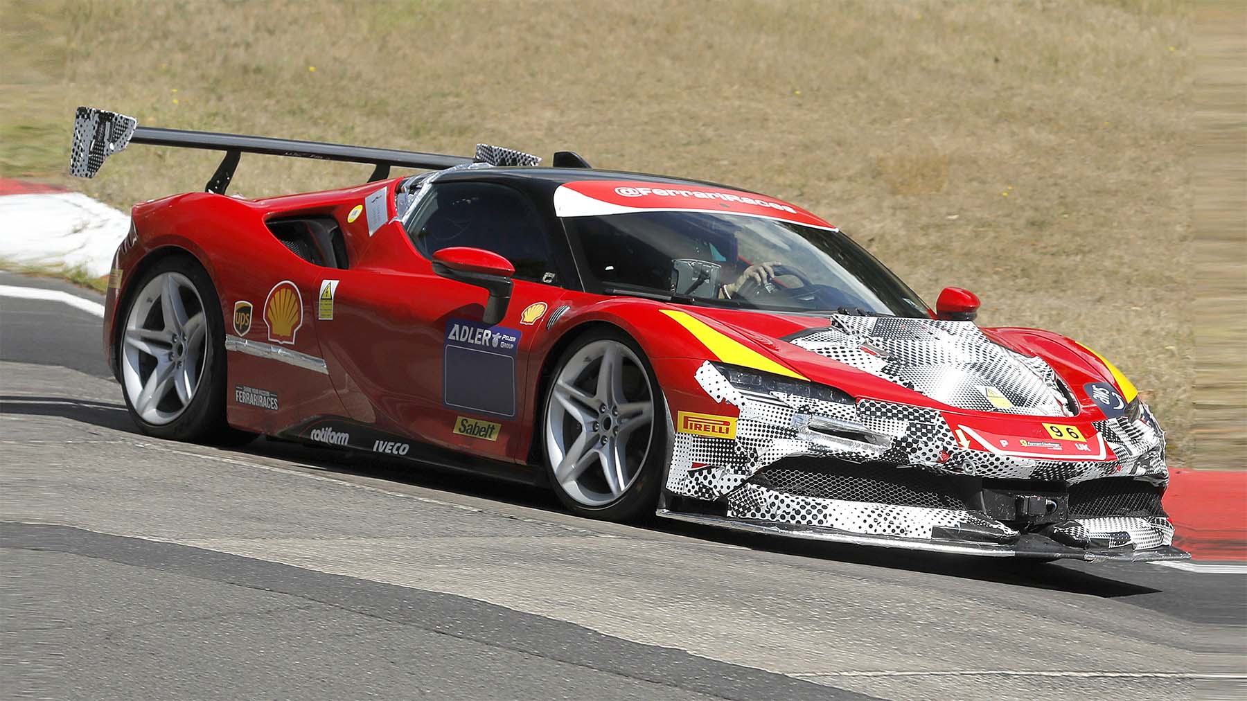 aria-label="Ferrari SF90 Challenge race car spy pics 1"